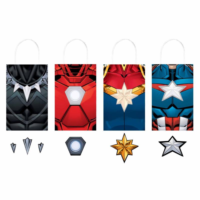 Avengers Loot Paper Kraft Bags Pk/8 Create Your Own 21cm X 13cm X 8cm