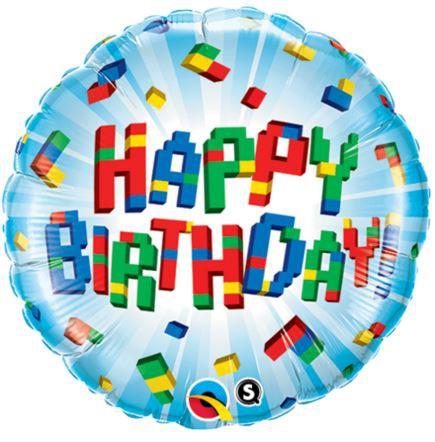 Balloon Foil 45cm Happy Birthday Blocks
