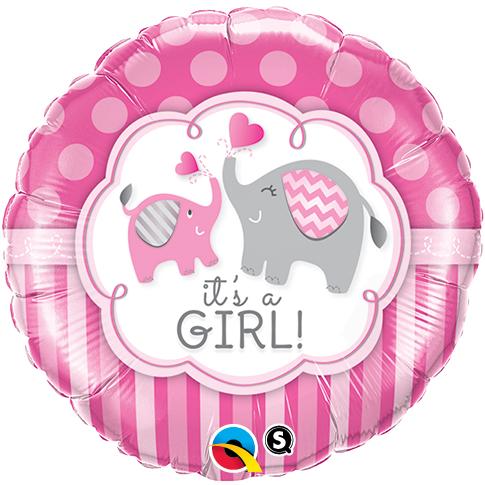 Balloon Foil 45cm Its A Girl Elephants