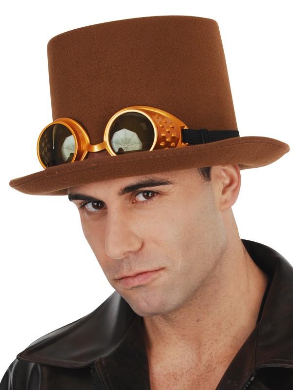 Hat Steampunk W/Googles Deluxe Brown