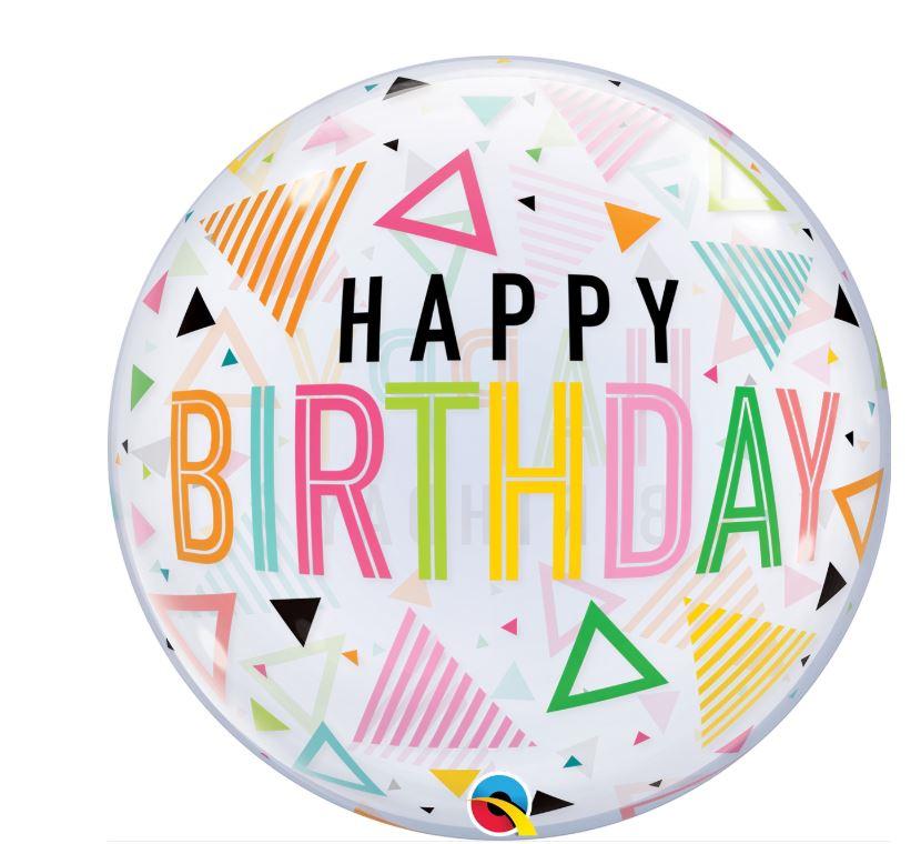 Balloon Bubble Happy Birthday Rainbow Triangles 56cm