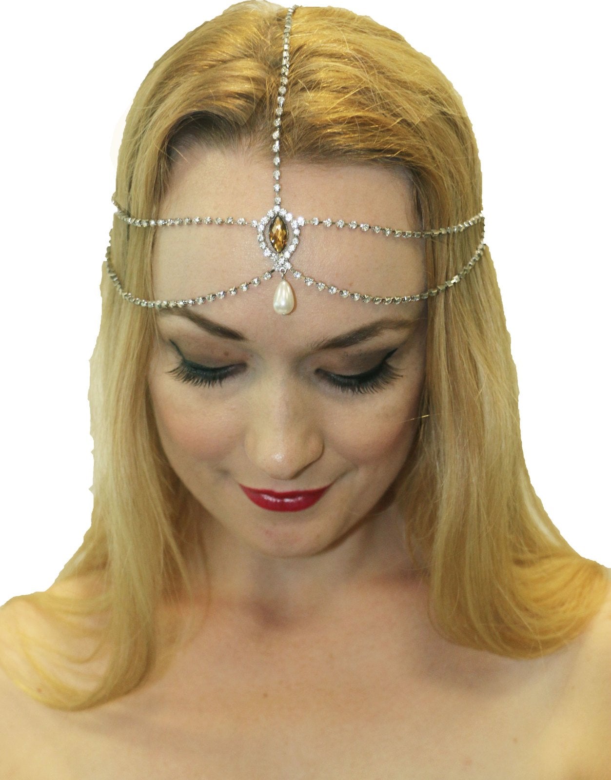 Head Chain Silver Diamante 1920s