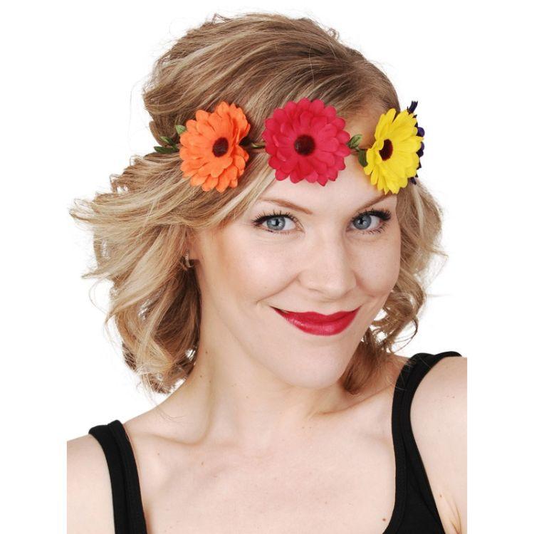 Headband Gerbera Multi Coloured Hippie 1960s