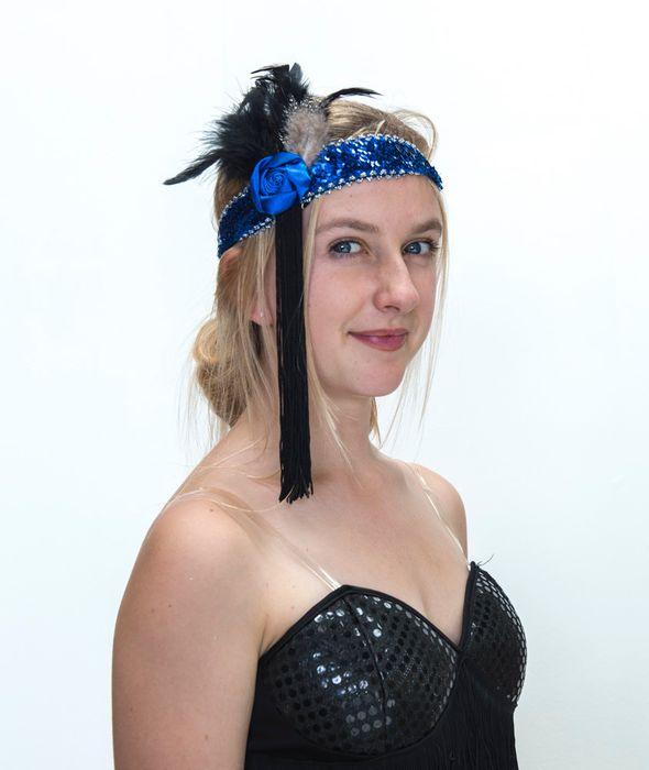 Headband Flapper Deluxe Blue & Black 1920s