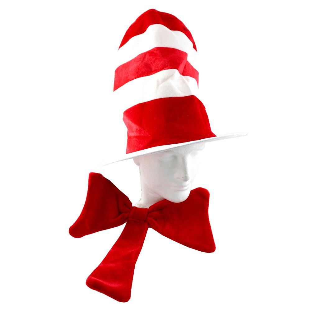 Costume Kit Hat Red & White Stripe And Bowtie