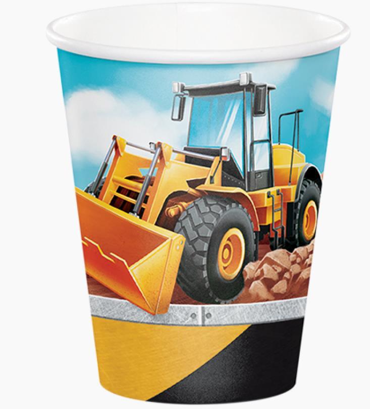 Big Dig Construction Cups 266ml Paper Pk/8