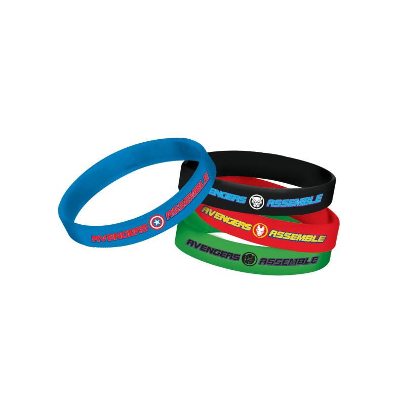 Avengers Powers Unite Rubber Bracelets Pk/4 Assorted Colours