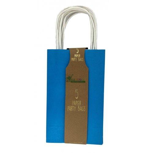 Party Loot Bag Paper Azure Blue Pk/5