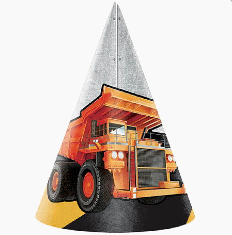 Big Dig Construction Hats Cone Shaped Pk/8 16cm X 11cm