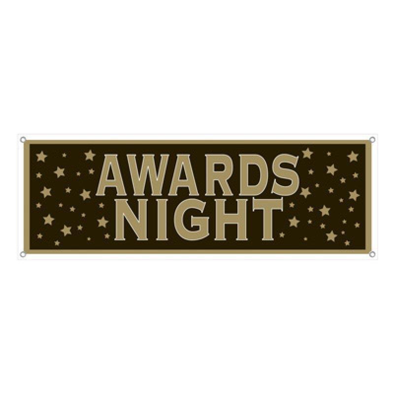 Banner Awards Night Black & Gold Sign 152cm X 53cm