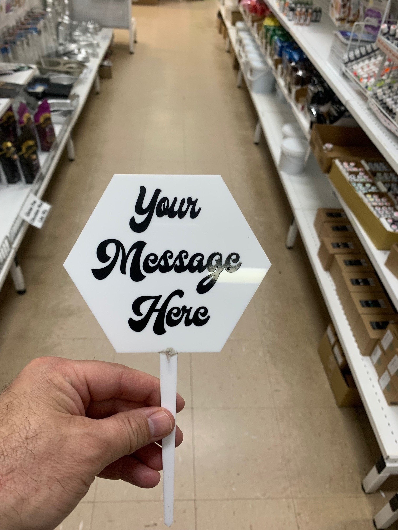 Cake Topper Hexagonal Blank Acrylic White