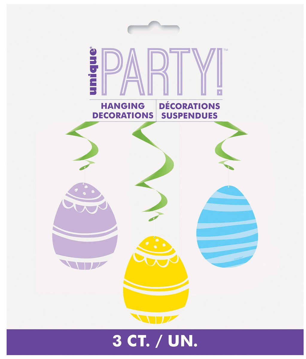 Hanging Swirls Colourful Easter Eggs Pk/3 66cm