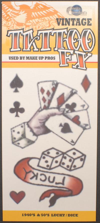 Temporary Tattoo Vintage Lucky Dice 1940 1950