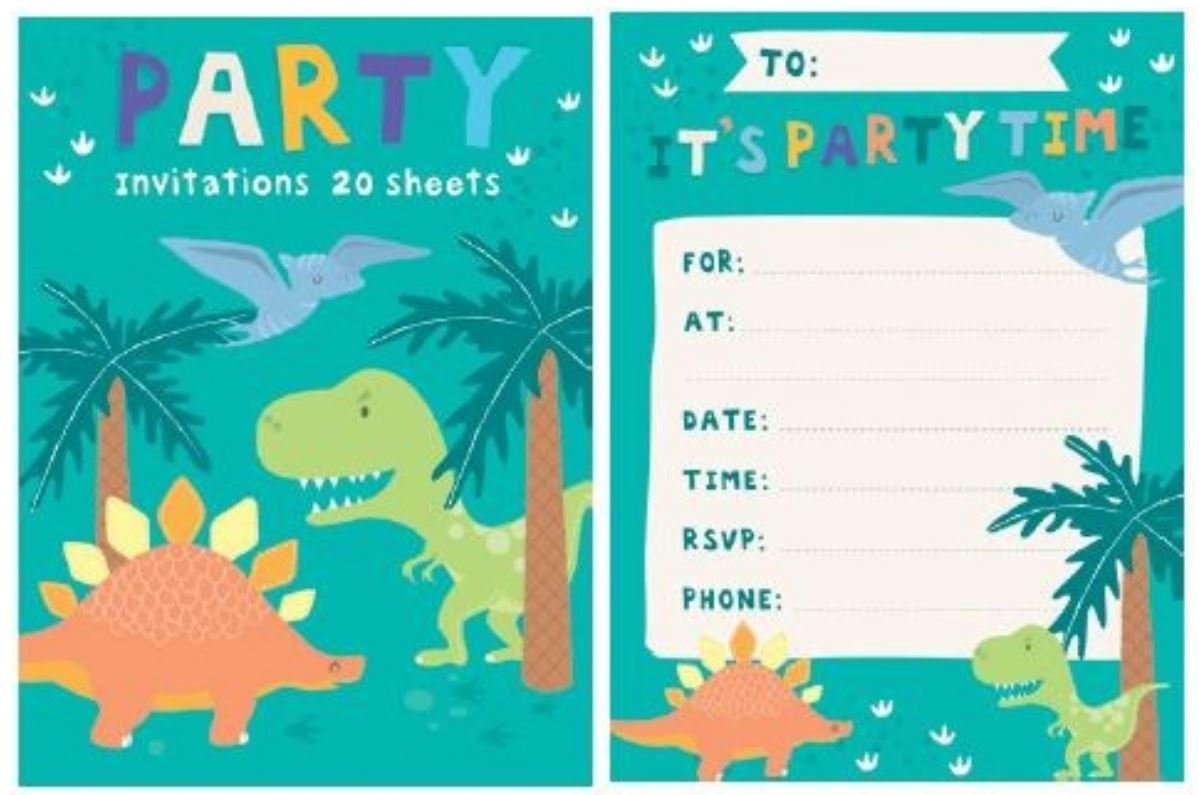 Party Invitation 20 Sheet Pad Dinosaur Party