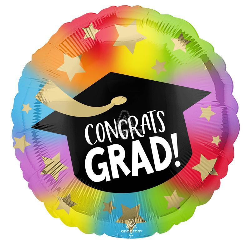 Balloon Foil 45cm Congrats Grad! Colourful - Discontinued Last Chance
