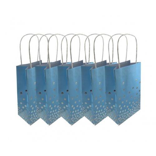 Party Loot Bag Paper Blue With Silver Dots Pk/5