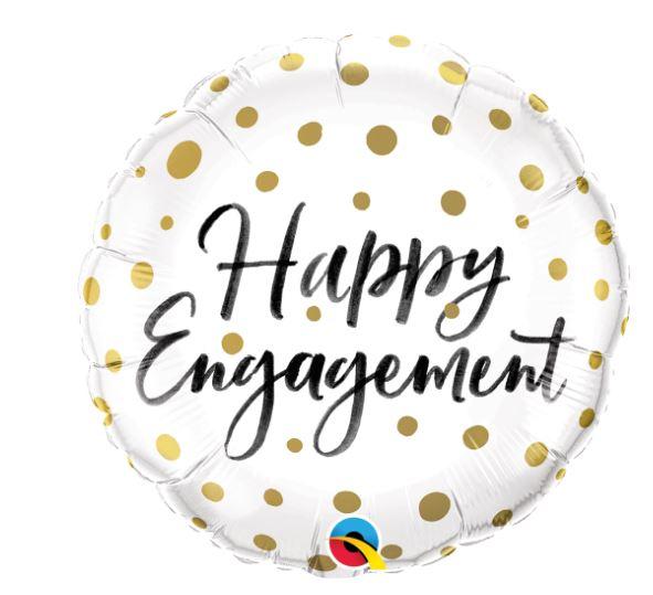 Balloon Foil 45cm Engagement Gold Dots