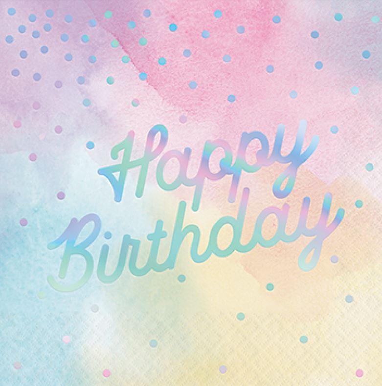 Napkins Lunch Pastel Happy Birthday Pk/16