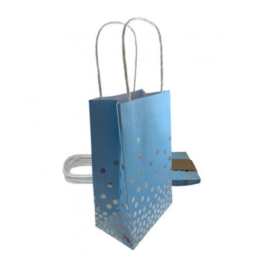 Party Loot Bag Paper Blue With Silver Dots Pk/5