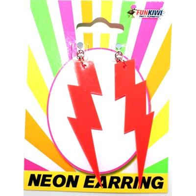 Earrings Lightning Bolt 1980s Neon Orange