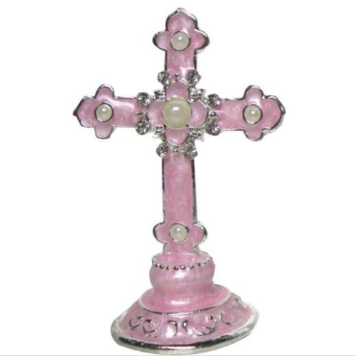 Cake Topper Pink Cross 7.5cm High