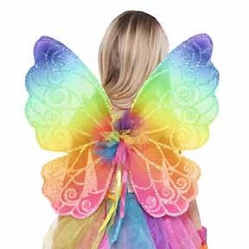 Wings Rainbow Fairy Child 48cm X 48cm With Glitter And Ribbon
