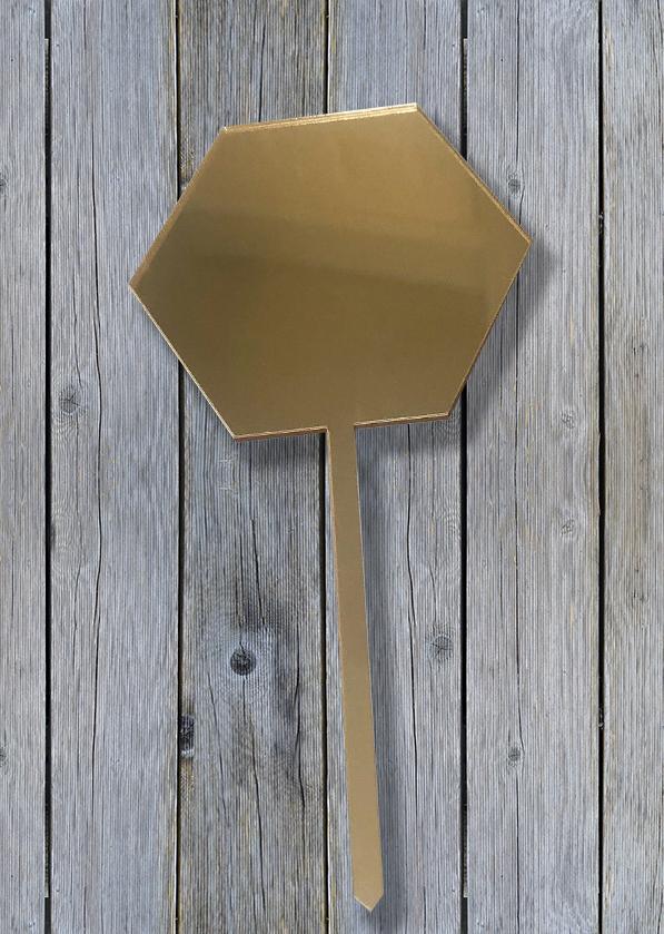 Cake Topper Hexagonal Blank Mirror Gold