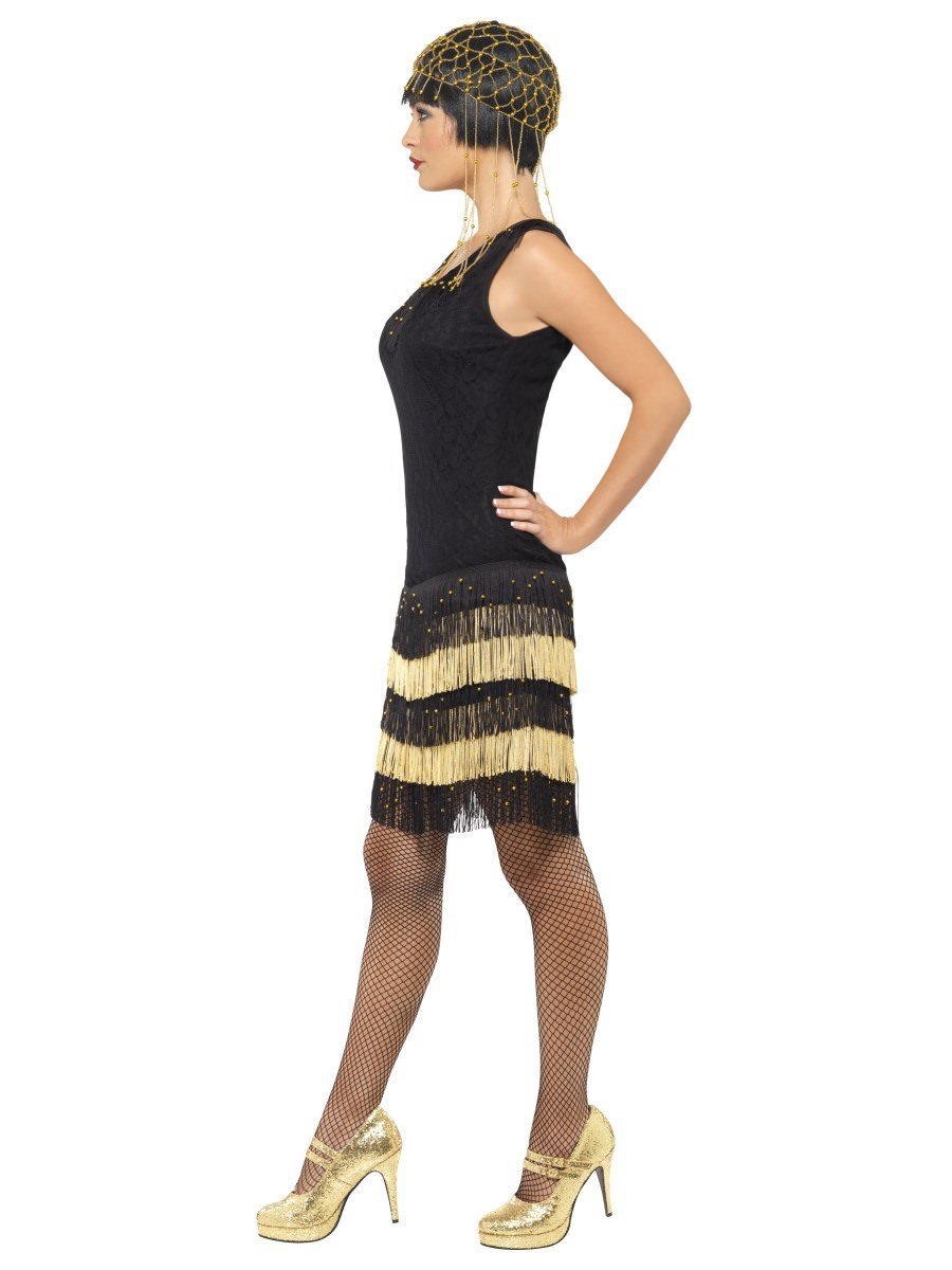 Costume Adult Womens 1920s Fringed Flapper Black & Gold Small