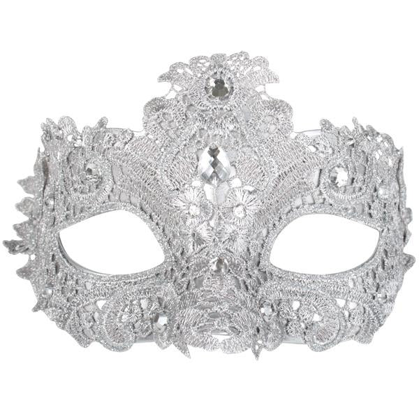 Mask Eye Crystal Lace Silver