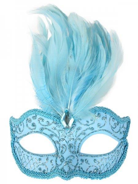 Mask Daniella Pale Blue W/Feather
