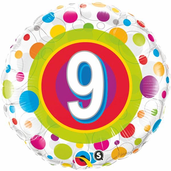 Balloon Foil 45cm 9th Birthday Colourful Last Chance Buy