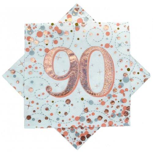 Napkins Happy 90th Birthday Sparkling Fizz Rose Gold Pk/16 33cm