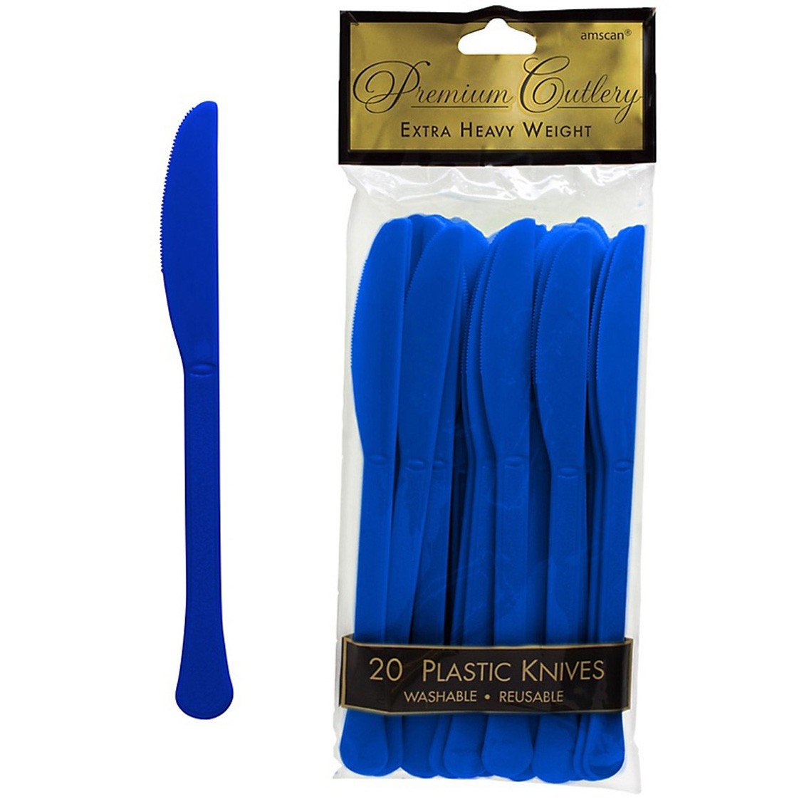 Knives Royal Blue Plastic Pk/20- Discontinued Line Last Chance To Buy