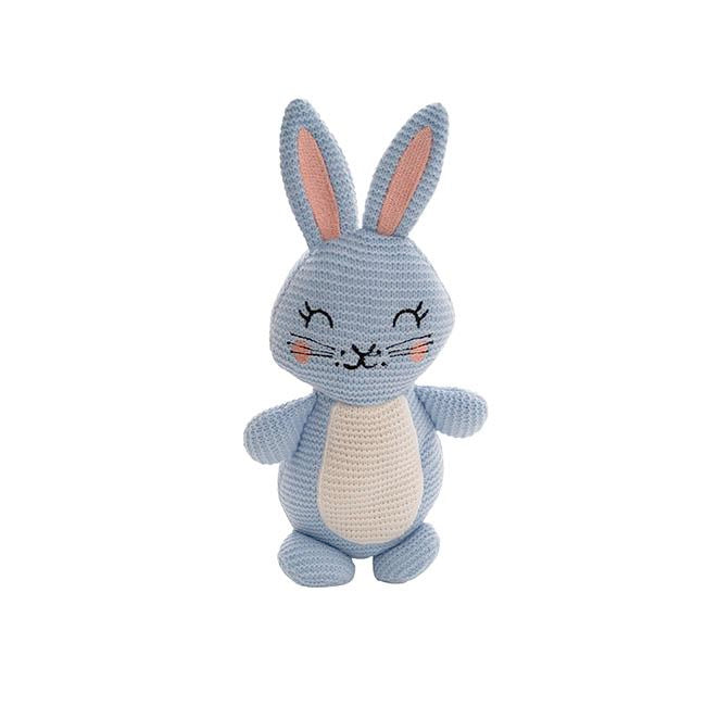 Baby Soft Toy Gift Rosie Knitted Bunny Rabbit Plush Blue 29cm High