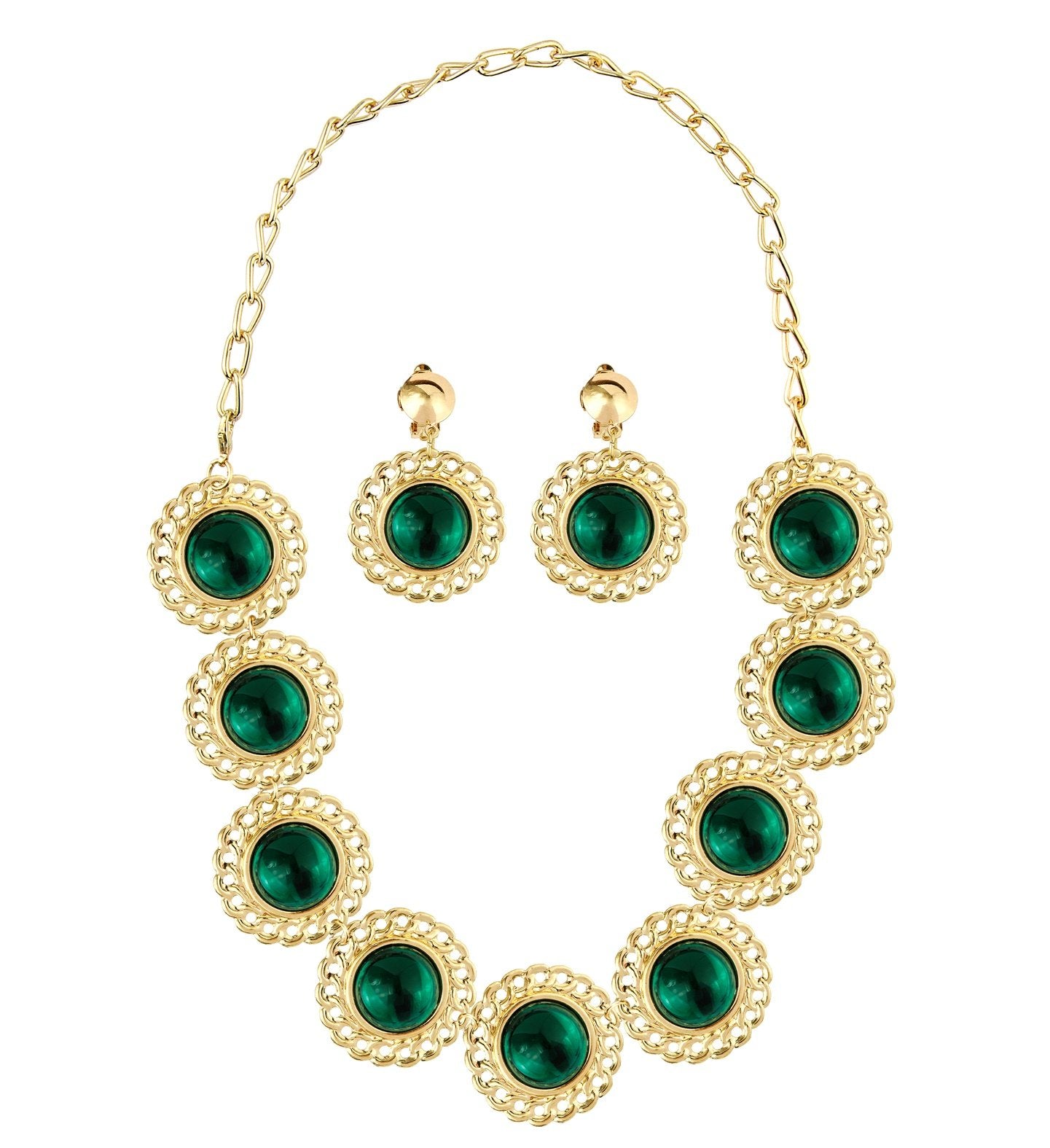 Costume Jewels Renaissance/Medieval Royalty Queen Set With Green Gems