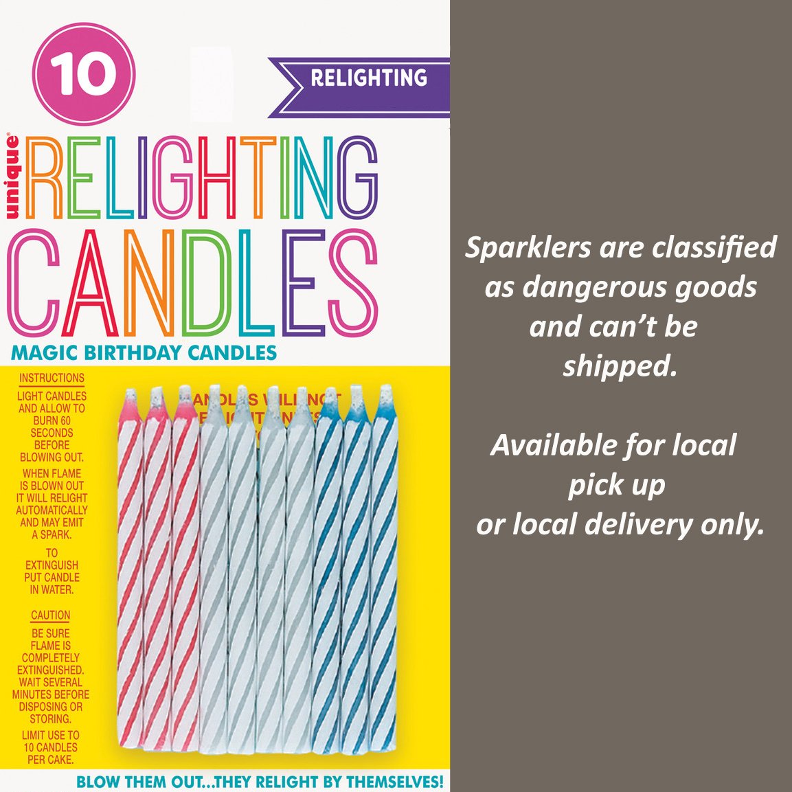 Birthday Cake Candles Magic Relighting Pack 10
