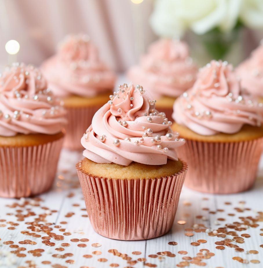 Cupcake Baking Cups Rose Gold Foil Pk 50- 3 Sizes