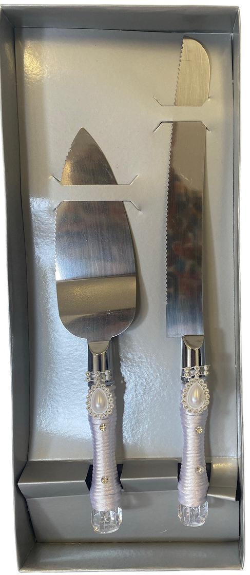 Wedding Cake Knife And Server Set Pearls