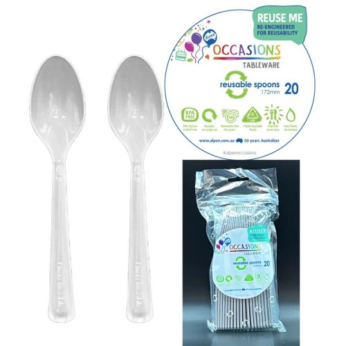 Spoons Silver Reusable Plastic Pk/20