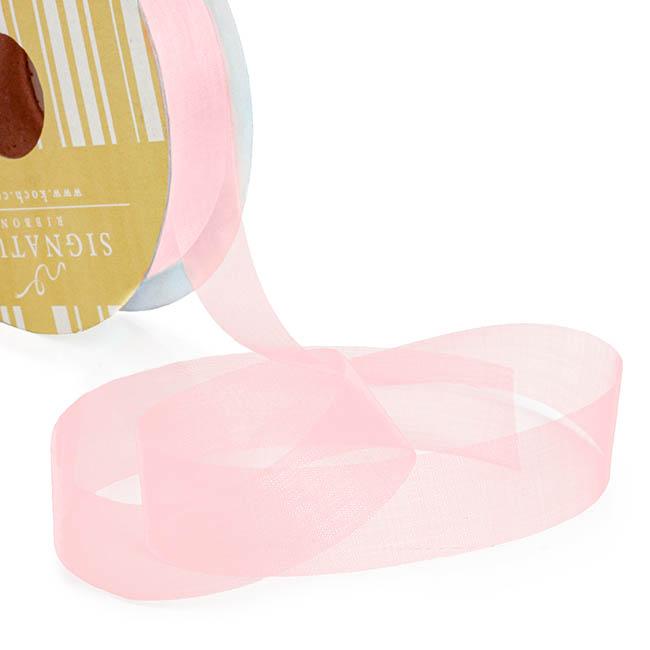 Organza Ribbon Baby Pink Cut Edge 25mm x 100m