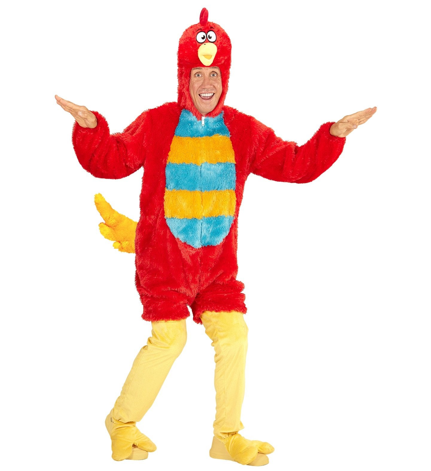 Costume Adult Red Bird Soft Plush Hooded Jumpsuit