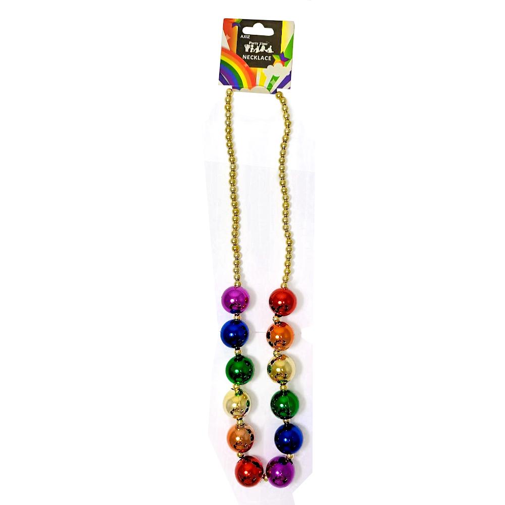 Necklace Rainbow Metallic Balls Disco Beads