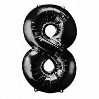 Balloon Foil Megaloon Num 8 Black 86cm-Discontinued Line: Last Chance Buy