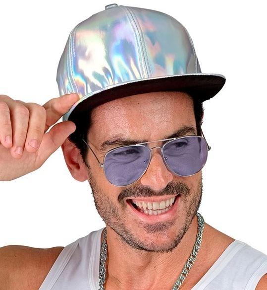 Cap/Hat Shiny Silver Holographic 1980s Baseball Hip Hop