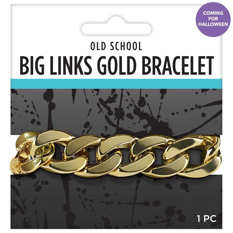 Bracelet Big Links Gold Chunky Adult Size Disco/Pimp - Last Chance