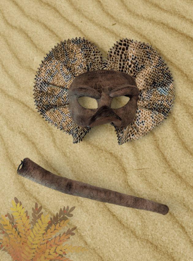 Animal Costume Set Mask & Tail Australian/Aussie Frill Neck Lizard