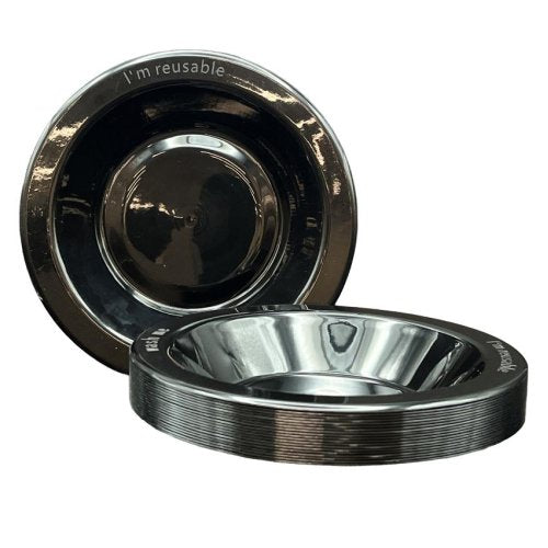 Bowls 18cm Black Reusable Plastic Pk/20