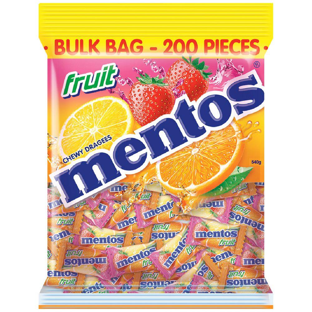 Confectionary Lollies Mentos Pillowpack Fruit Pk/200 Individually Wrapped
