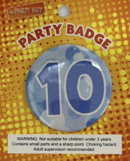 Badge Tenth Birthday Blue 6cm