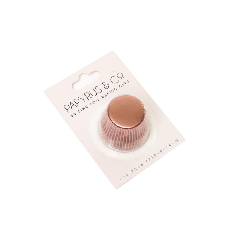 Cupcake Baking Cups Rose Gold Foil Pk 50- 3 Sizes